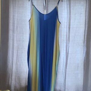 Elegant Blue and Yellow Gradient Dress